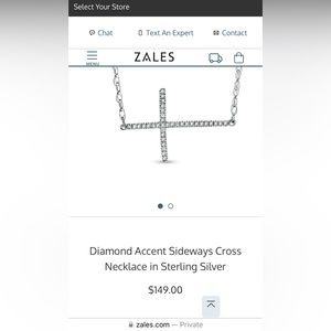 ZALES Diamond Accent Sideways Cross Necklace in Sterling Silver